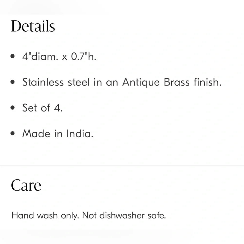 West elm Linear Brass Coasters set of 4